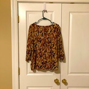Fall Colors Print Ruby Rd 3/4 Sleeve Women’s Top 1x